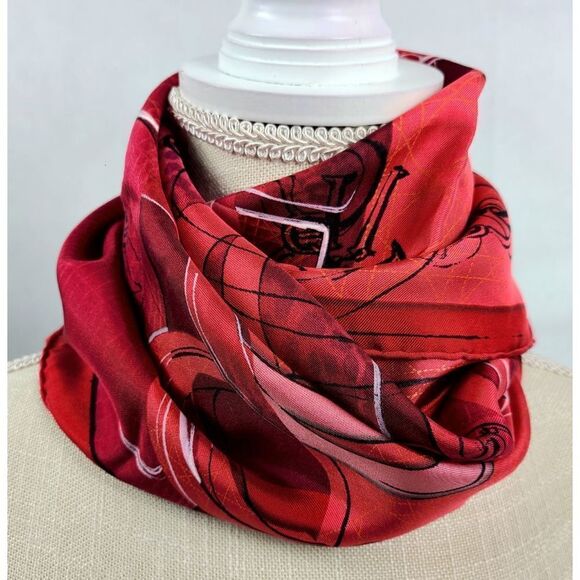 Christian Dior Red and Orange Silk Scarf 25×25 - Picture 6 of 8